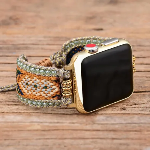 Vista 6 de Correa de reloj bohemia con cuentas para iWatch de 1.496 pulgadas, 1.575 pulgadas, 1.614 pulgadas, 1.654 pulgadas, 1.732 pulgadas, 1.772 pulgadas