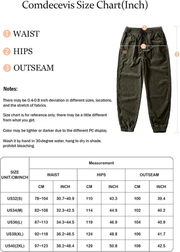 Vista 7 de Men's Corduroy Casual Joggers Pants Tapered Drawstring Elastic Waist Sweatpants with Pockets