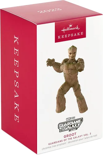 Vista 3 de Hallmark Keepsake Adorno de Navidad 2023, Marvel Studios Guardianes de la Galaxia Vol. 3, adorno de Groot, regalos de superhéroes