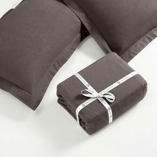 Vista 12 de Superior Juego de funda de edredón de franela de algodón, ropa de cama de algodón cepillado, cómodo y suave, juego de 2 piezas que incluye 1 funda