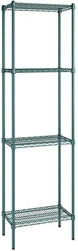 Vista 161 de Kit de 4 estantes de epoxi verde NSF de 21 x 72 pulgadas con postes de 86 pulgadas, estantería de almacenamiento resistente, kit de estantería