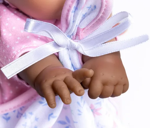 Vista 3 de La Baby Hispanic - Muñeca bebé hispana de cuerpo suave pequeño de 11 pulgadas JC Toys - La Baby Lavable Traje floral rosa extraíble con Mono
