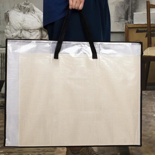 Vista 6 de SUNEE Bolsa de arte de 19 x 25 pulgadas, 3 paquetes de organizador de suministros para artistas con asa, carpeta de almacenamiento con cremallera