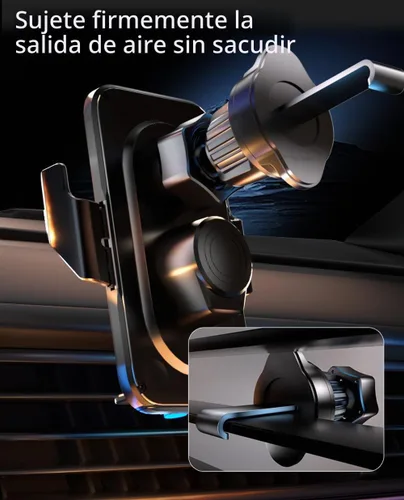 Vista 7 de Cargador inalámbrico transparente con sensor inteligente de 15 W, soporte para teléfono de ventilación de aire del automóvil, carga rápida QC