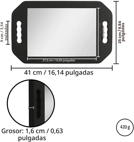 Vista 6 de HREW - Espejo rectangular grande con mango doble, equipo de peluquería ligero, accesorios para peluquería y peluquería (1 unidad, rectangular)