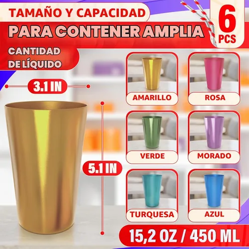 Vista 2 de Conjunto de seis vasos de aluminio anodizado