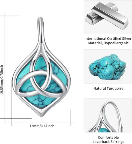 Vista 5 de BDL Joyas de turquesa Aretes de plata de ley turquesa natural con circonita cúbica 5A regalos de cumpleaños para ella o mamá joyería de boda