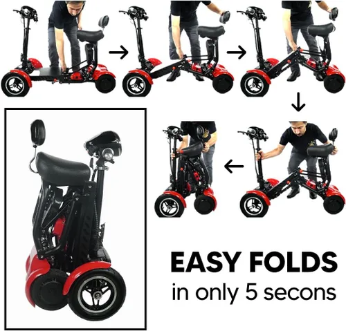 Vista 8 de MS-3000 Scooter eléctrico para adultos, scooters plegables para personas mayores, scooter de movilidad de 4 ruedas con silla, scooter eléctrico