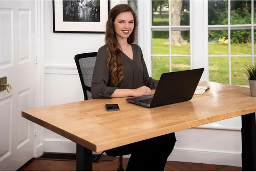 Vista 2 de Stand Up Desk Store Escritorio eléctrico de altura ajustable con parte superior de madera maciza con memoria programable