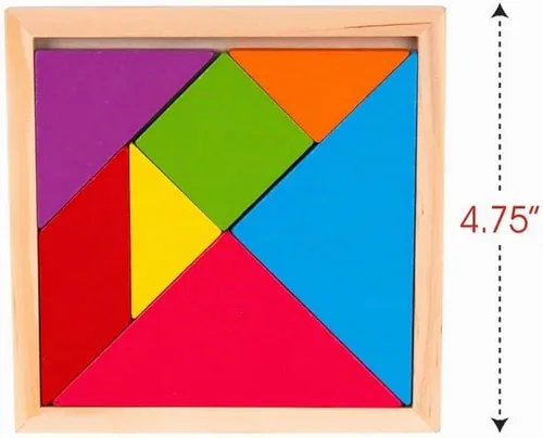 Vista 3 de ArtCreativity Rompecabezas de madera Tangram para niños, 7 piezas de colores, rompecabezas educativo, juguete de aprendizaje para niños y niñas