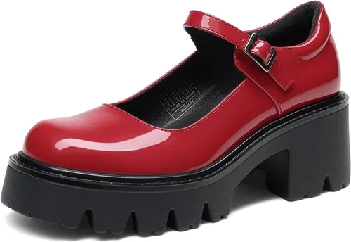 Vista 9 de DREAM PAIRS Zapatos Mary Janes con plataforma para mujer Negro PU
