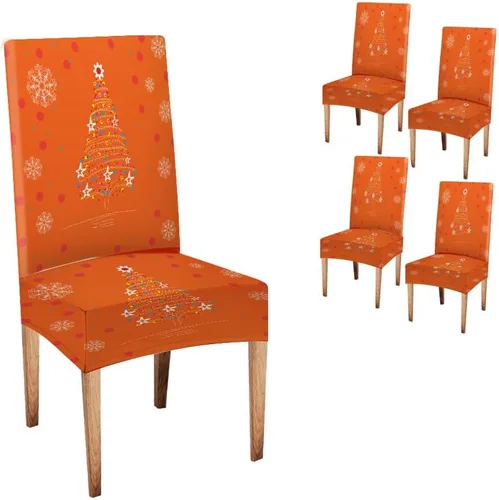 Vista 255 de CAPSCEOLL Christmas Dining Chair Covers,Snowflakes Festive Winter Pattern Stretch Chair Covers for Dining Room Set of 2 Washable Spandex Parson