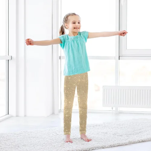 Vista 4 de CaTaKu Gold Shiny Sparkles Leggings for Girls Kids Pants Athletic Tights Girls Leggings