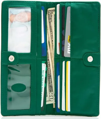 Vista 2 de Big Skinny Billetera delgada de cuero para mujer, con capacidad para hasta 40 tarjetas