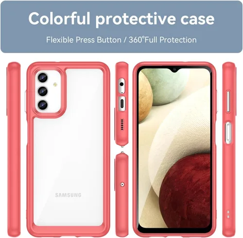 Vista 4 de Funda transparente para Galaxy A13 4G, Samsung A13 5G/Galaxy A04S con protector de pantalla HD, a prueba de golpes de policarbonato duro