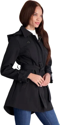 Vista 2 de Jessica Simpson Womens Fleece Lined Soft Shell Trench Jacket wDetachable Hood