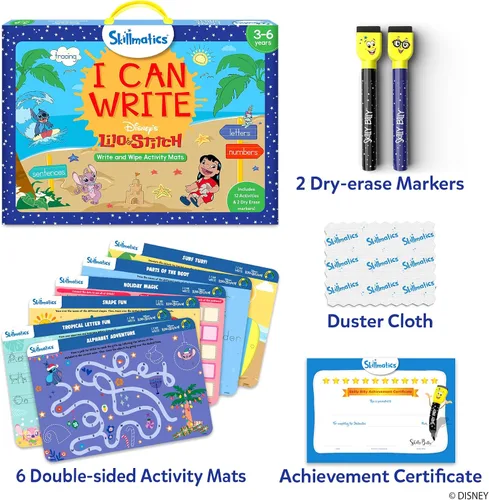 Vista 2 de Skillmatics I Can Write Disney's Lilo & Stitch - Actividades reutilizables de aprendizaje preescolar, juguete educativo y juego, suministros