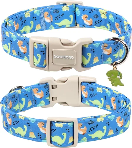 Vista 102 de DOGWONG Collar para perro de San Valentín, collar ajustable de algodón con corazón de caramelo azul, perfecto para perros pequeños a medianos