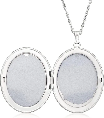 Vista 4 de Ross-Simons Sterling Silver Personalized Floral Locket Necklace
