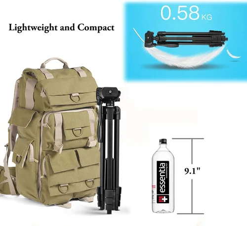 Vista 6 de Trípode de cámara de 55 pulgadas con bolsa de viaje, trípode para teléfono celular con control remoto, soporte de trípode de viaje portátil