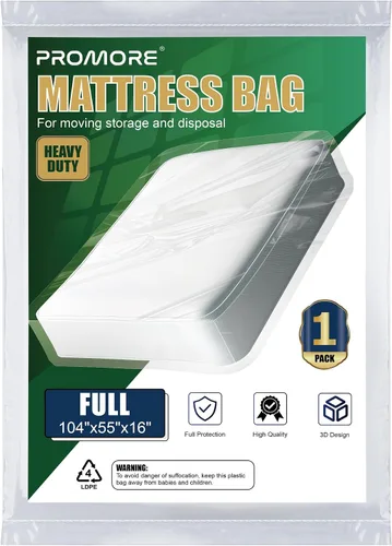 Vista 18 de Bolsa de colchón de plástico para mudanza o almacenamiento, tamaño individual, 1.5 mil Twin/Twin XL Size,Mattress Protector Covers,Moving