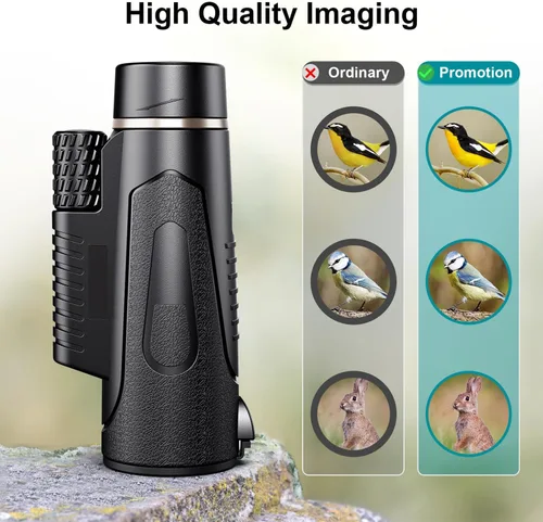 Vista 5 de Monocular Telescope for Smartphone,12X50 Hd Monoculars for Adults High Powered with Tripod for Bird Watching Camping Hunting,A