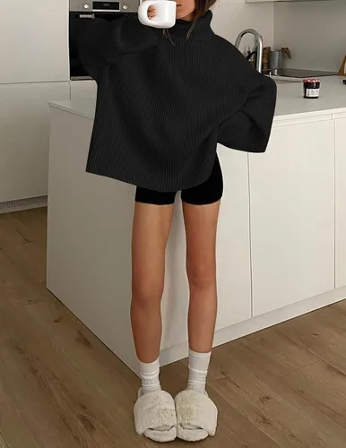Vista 6 de ZESICA Women's 2023 Winter Sweaters Oversized Turtleneck Long Sleeve Chunky Knitted Tunic Pullover Tops