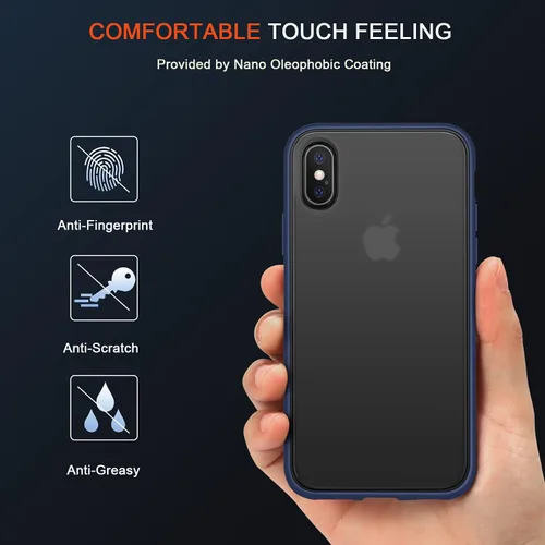 Vista 2 de TENDLIN Compatible con iPhone Xs Max, funda translúcida mate dura con parachoques de silicona suave, cómoda funda (azul)