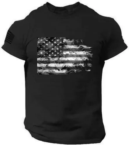 Vista 34 de Camisetas de verano para hombre, estilo casual, ajustado, manga corta, de algodón, patriótica, de Estados Unidos, con bandera americana, camiseta