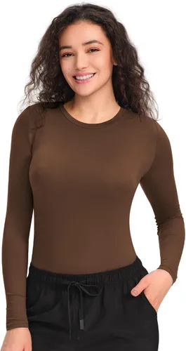 Vista 32 de COZYFIT Camisetas de Scrub de Manga Larga para Mujer - Camiseta Cómoda para Usar Debajo del Uniforme Blanco