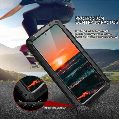 Vista 7 de Simicoo Compatible con Samsung S20 Ultra Metal Bumper Funda de silicona Militar a prueba de golpes resistente resistente Funda protectora de Negro