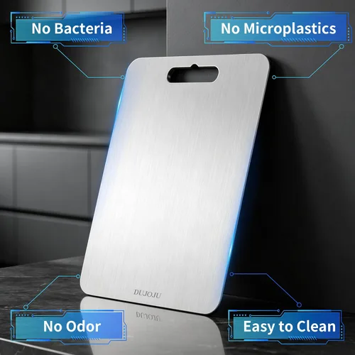 Vista 4 de Tabla de cortar de titanio para cocina, no tóxica de doble cara, paquete de 3 100% titanio puro, apto para lavavajillas, a prueba de óxido, tablas