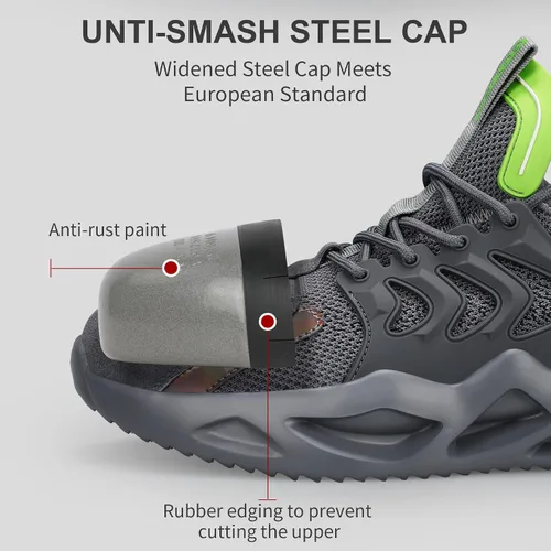 Vista 6 de KGJIANDA Steel Toe Shoes for Men Safety Industrial Boots Shoes Lightweight and Durable High Top Sneakers Breathable Construction Socks Shoes for
