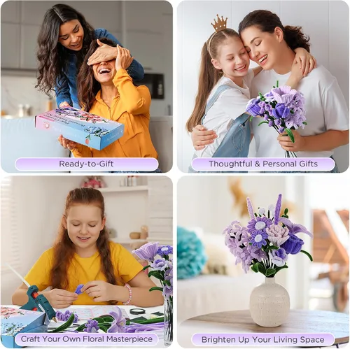Vista 6 de Limpiador de tuberías Flores, 540 piezas de limpiadores de tuberías a 3. Morado