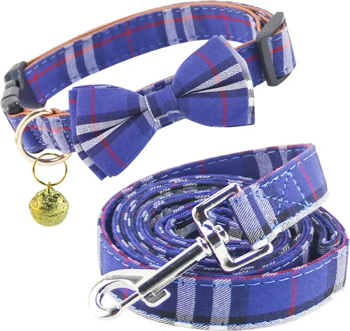 Vista 8 de Yizepet Collar de perro con corbatín - Collar ajustable para mascotas con collar de hebilla de plástico, patrón elegante para niños pequeños Beige