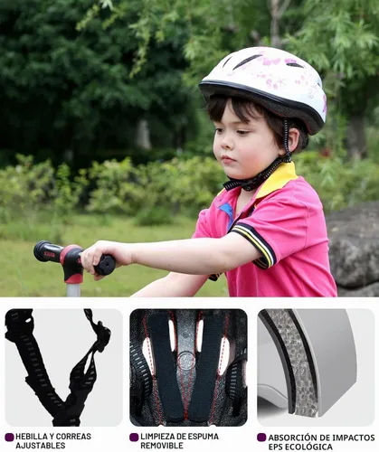 Vista 6 de Girl Bike Helmet, Pink, Ages 3-10 Years Adjustable, Multi-Sport Ángel