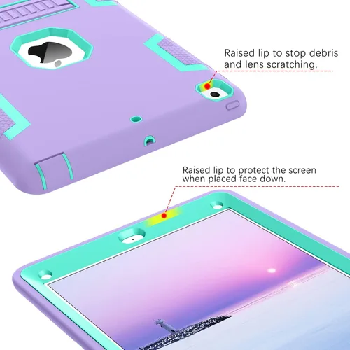 Vista 5 de BENTOBEN Funda para iPad Air 2, iPad Air de 2ª generación, 3 en 1, resistente a prueba de golpes, soporte protector para niños, niñas, mujeres