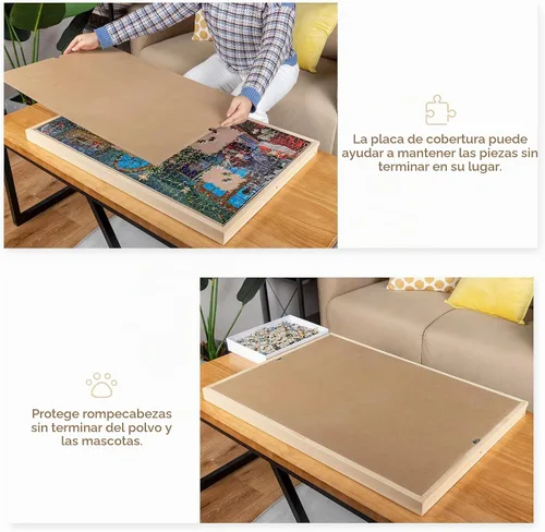 Vista 4 de Lavievert Tablero de rompecabezas de 1000 piezas inclinable con cubierta de madera, tablero de rompecabezas ajustable con caballete/soporte