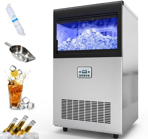 Vista 9 de YITAHOME Máquina para hacer hielo de 100 libras, máquina de hielo comercial bajo encimera, certificado ETL y DOE, grandes máquinas de hielo