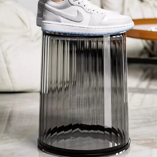 Vista 7 de Transparent Large Capacity Garbage Can for Home, Office, Dormitory - Ideal for Kitchen, Bathroom, Living Room - Stylish Gris Design for Modern Spaces
