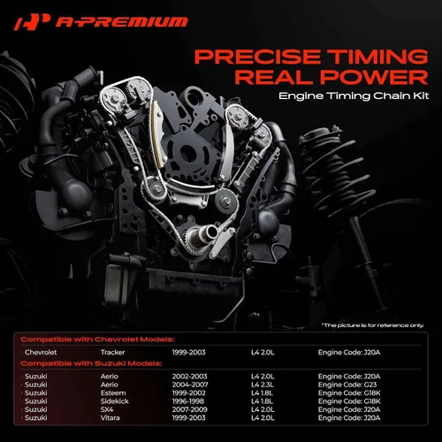 Vista 2 de A-Premium Kit de cadena de distribución del motor con piñón y más [compatible con DOHC, 4Cyl 1.8L 2.0L 2.3L] Compatible con Chevy Tracker 99-03