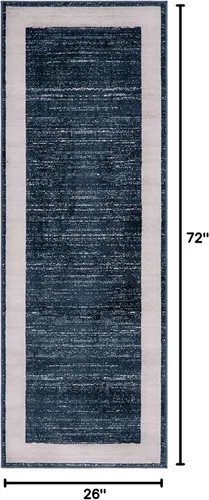 Vista 3 de Unique Loom Uptown Collection - Alfombra Yorkville (2 pies 2 pulgadas x 6 pies, color azul marino/marfil)