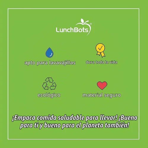Vista 9 de LunchBots Build a Bento - Lonchera dividida de silicona platino de 28 onzas, color azul Azul solido