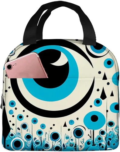 Vista 14 de OOZ Lonchera térmica para mujeres y hombres, para el trabajo, linda libélula en negro y morado, reutilizable, a prueba de fugas, para adultos, bolsa