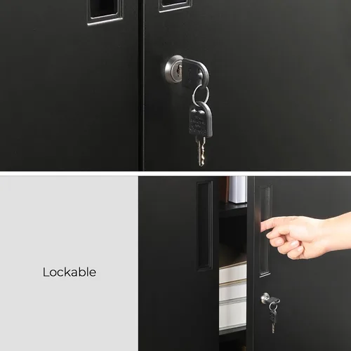 Vista 6 de SONGMICS Gabinete de Garaje, Gabinete de Almacenamiento de Metal con Puertas y Estantes, para Oficina en Casa, Garaje y Cuarto de Servicio, Negro