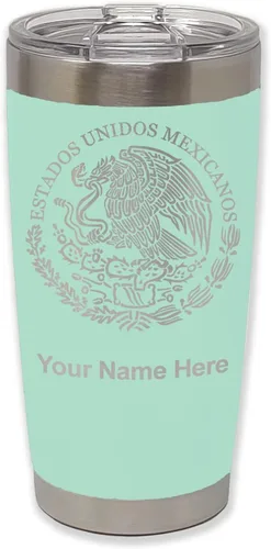 Vista 35 de LaserGram - Vaso personalizado de 20 onzas, bandera de México (negro)
