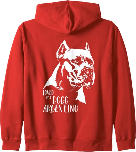 Vista 8 de Loved by a Dogo Argentino dog mom dog saying Zip Hoodie