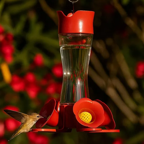 Vista 7 de Perky-Pet 203CPBN Comedero de vidrio para colibríes al aire libre con posaderos, foso de hormigas, protectores de abejas - Paquete de 1