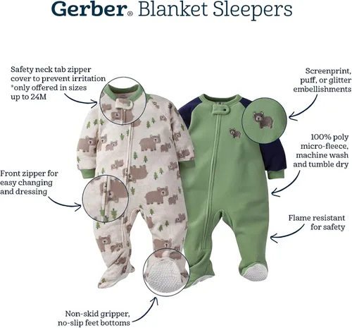Vista 6 de Gerber Baby Girls 2-Pack Blanket Sleeper