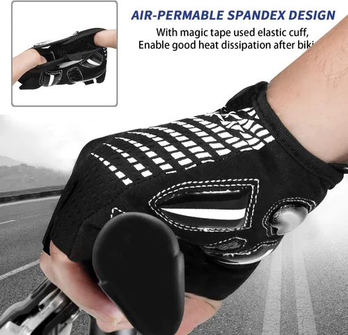 Vista 5 de BIKINGMOREOK Guantes de ciclismo para hombres y mujeres, guantes de bicicleta transpirables, almohadillas de gel de 0.197in, guantes de bicicleta